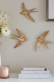 Set of 3 Gold Gold Swallow Wall Art Plaques - Image 1 of 3