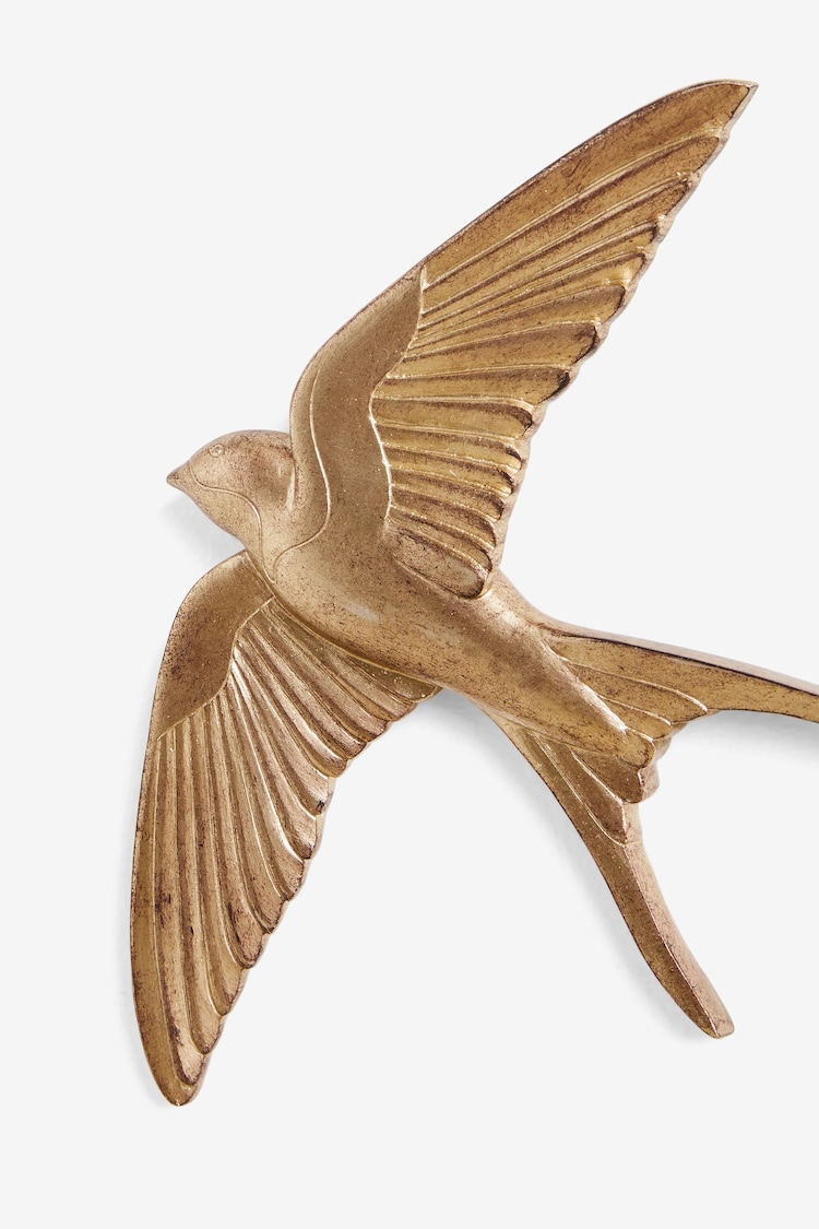 Set of 3 Gold Gold Swallow Wall Art Plaques - Image 2 of 3