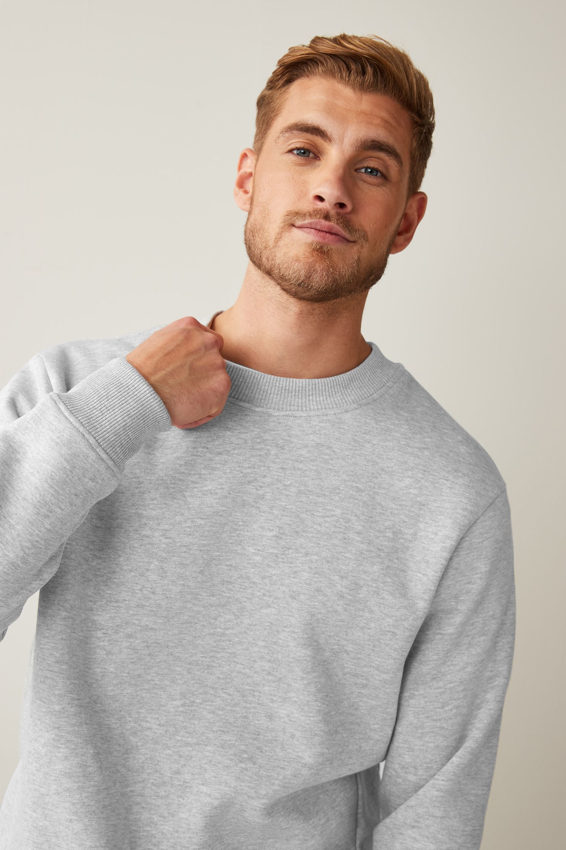 Buy Grey Regular Fit Jersey Cotton Rich Crew Sweatshirt from the Next UK online shop