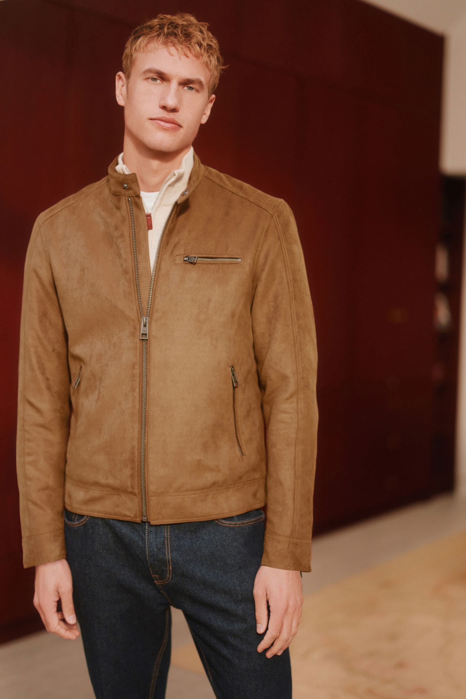 Faux suede biker jacket discount
