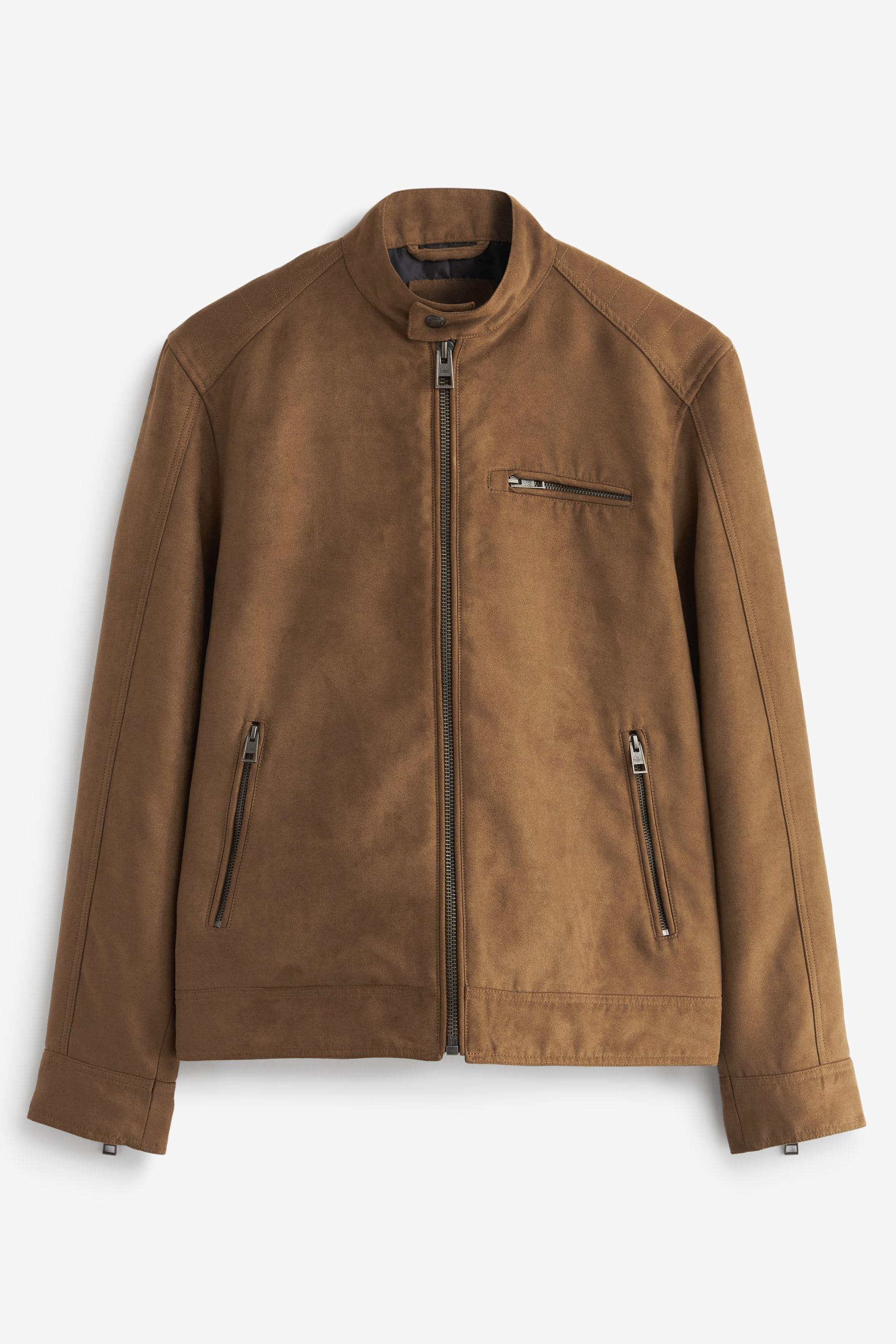 Suede biker jacket tan hotsell