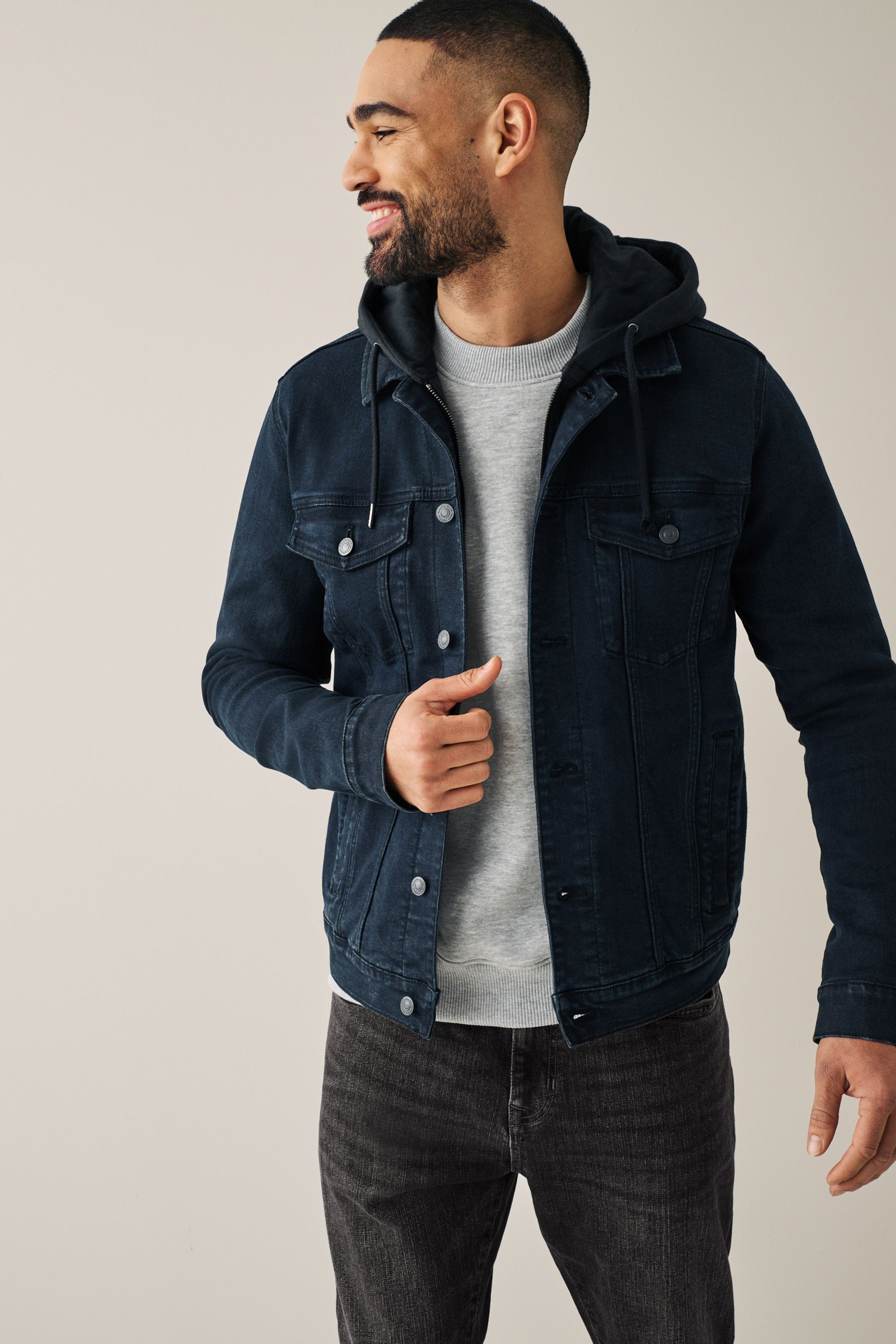 Denim jersey jacket top