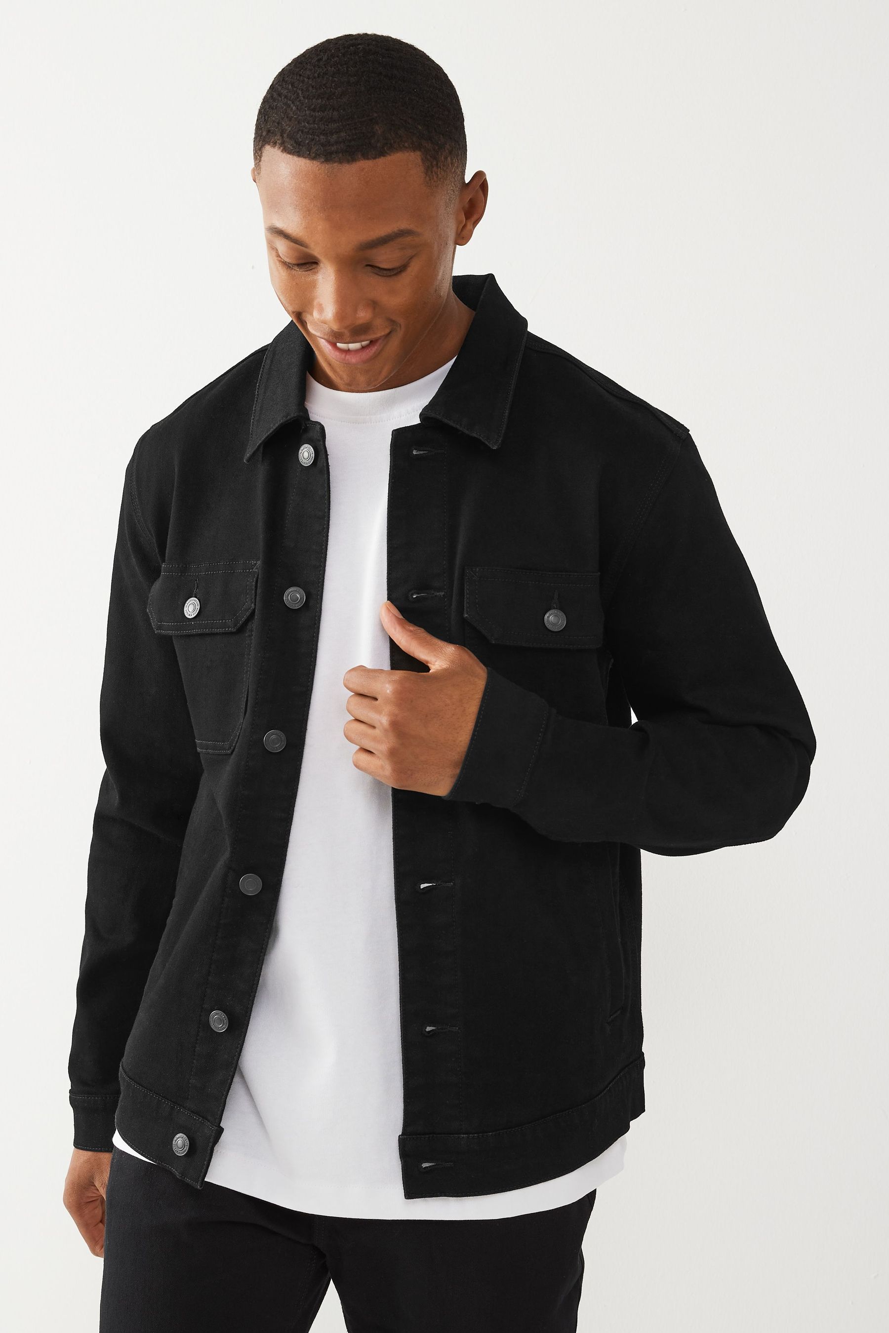 Buy Black Denim Jacket from Next Luxembourg
