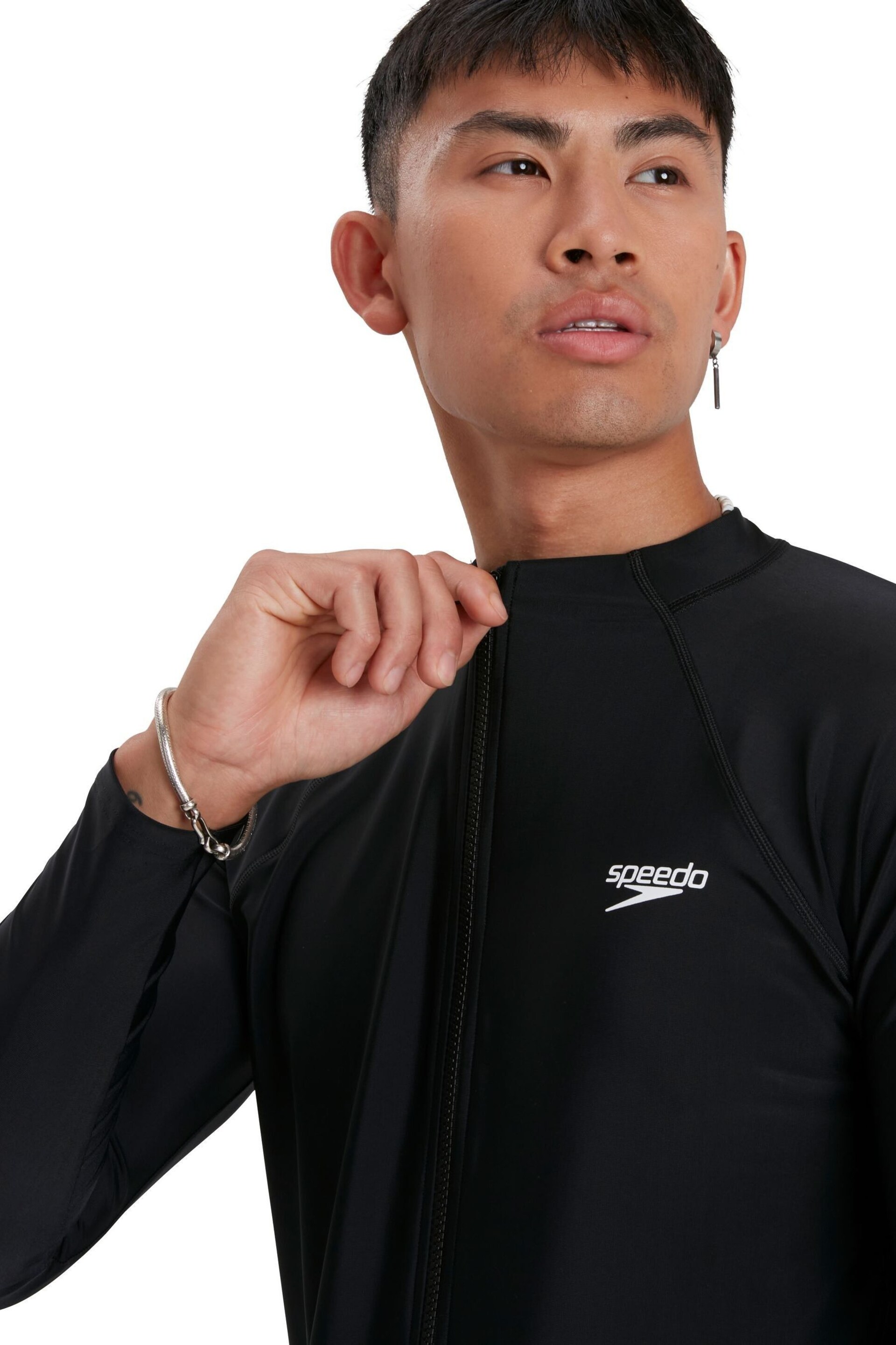 Speedo Black Zip Long Sleeve Top - Image 6 of 7