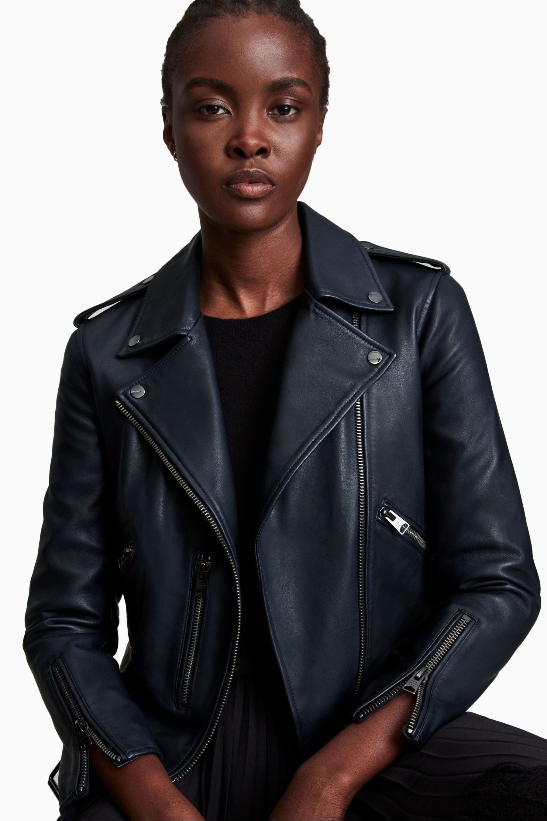 Allsaints leather balfern biker jacket discount