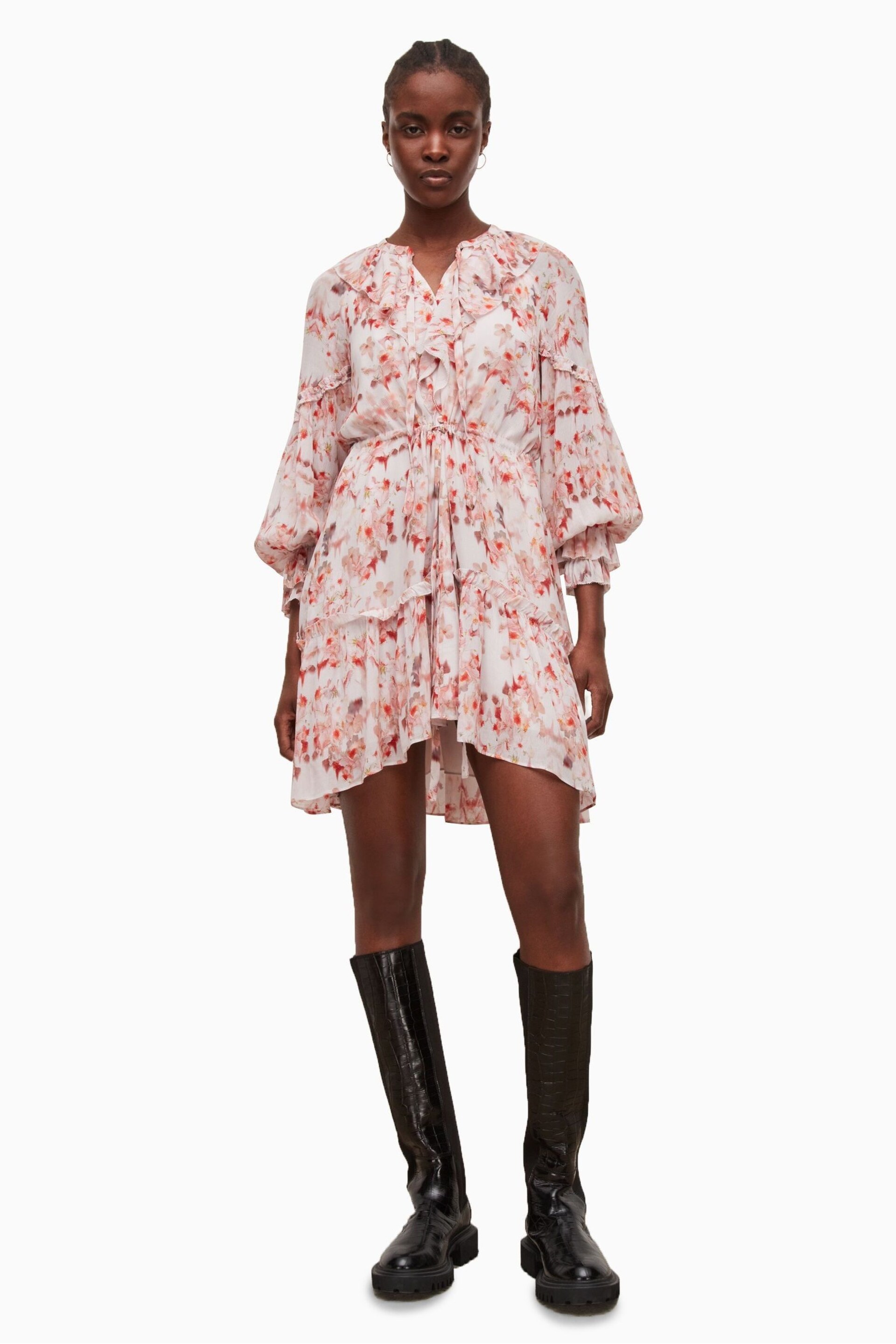 AllSaints Pink Ava Momo Dress - Image 1 of 7