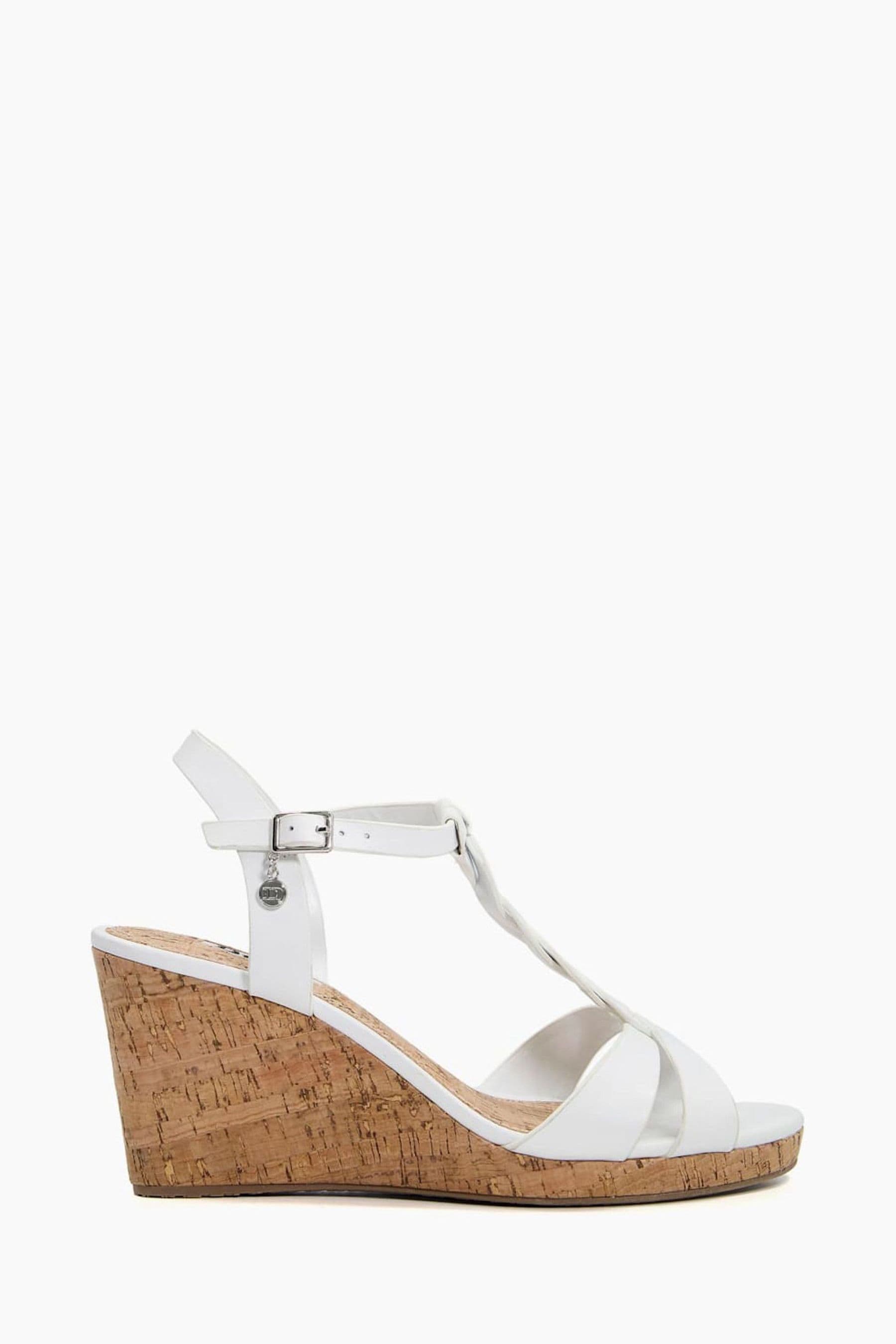 Buy Dune London White Koala Wide Fit Plait T Bar Strap Cork Wedge Heels from Next Canada