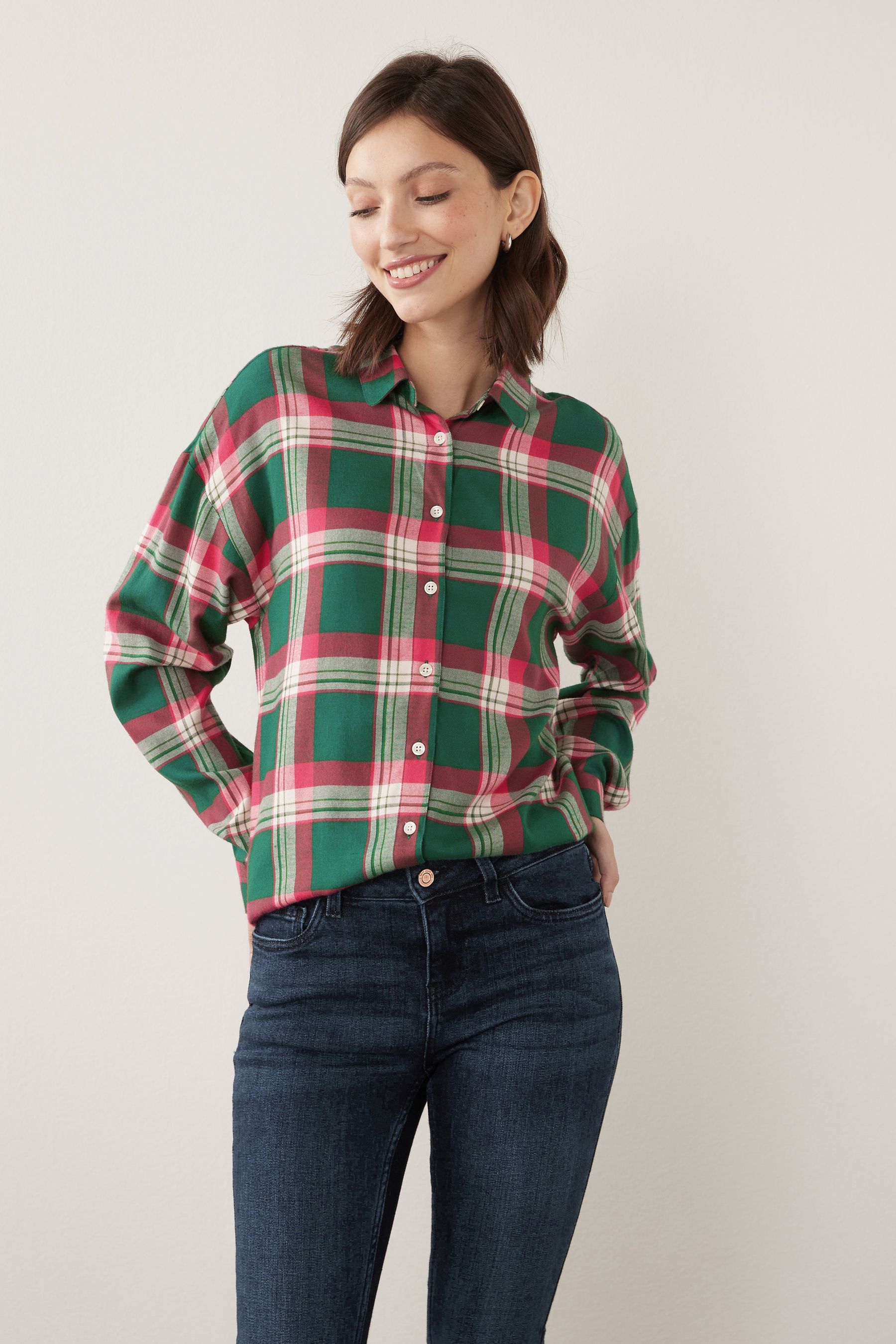 Boyfriend checked shirt top