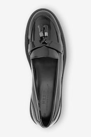 Black Patent Extra Wide Fit Forever Comfort® Tassel Detail Cleated Chunky Loafer Shoes - Image 5 of 6