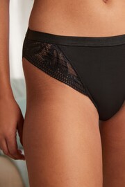 Black/Mauve Purple High Leg Microfibre & Lace Knickers 2 Pack - Image 6 of 9