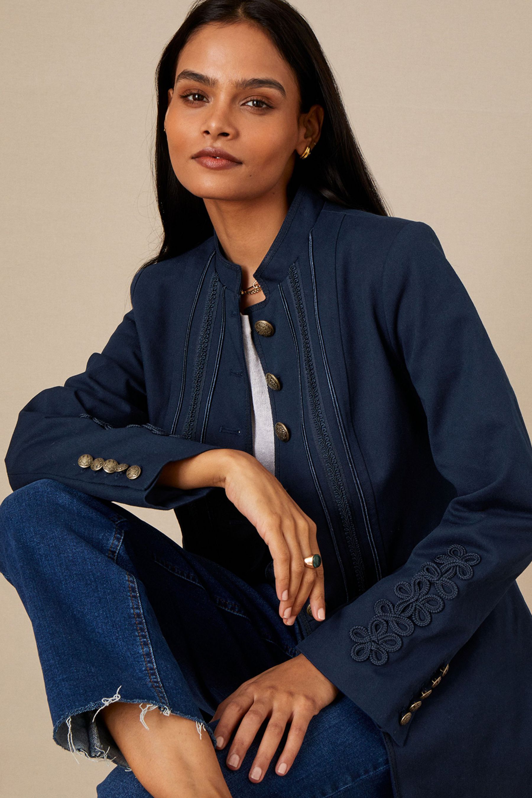 Buy Monsoon Blue Maura Military Blazer from Next Luxembourg