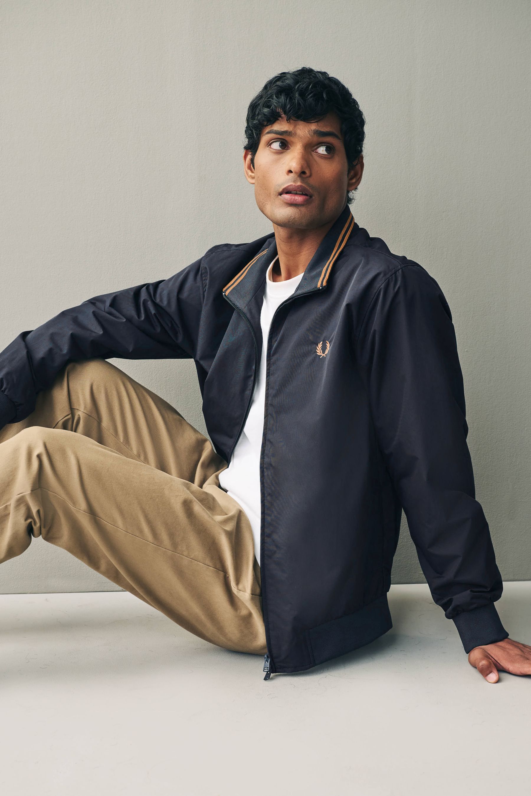 Fred perry navy brentham jacket sale