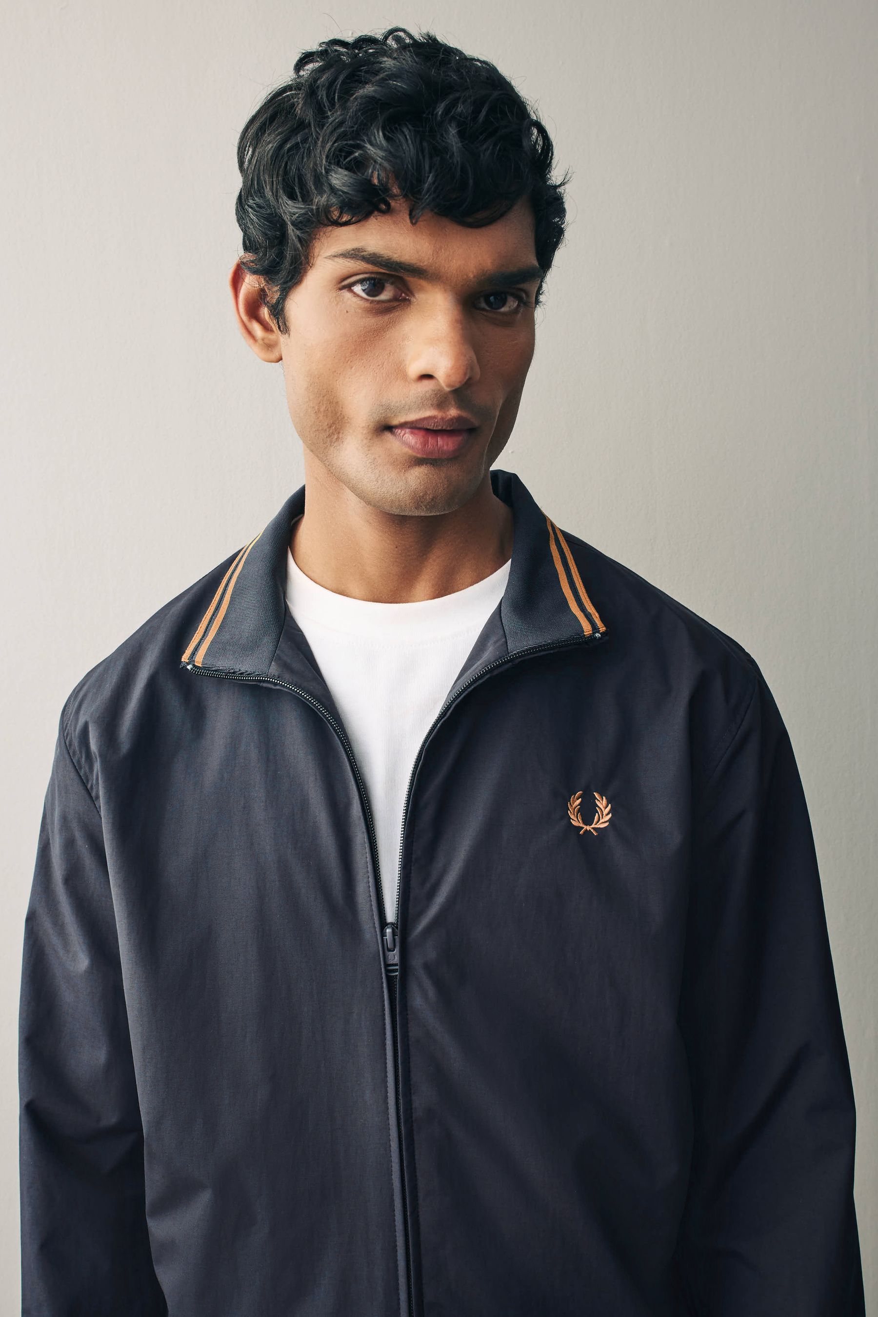 Fred perry brentham hooded jacket navy new arrivals