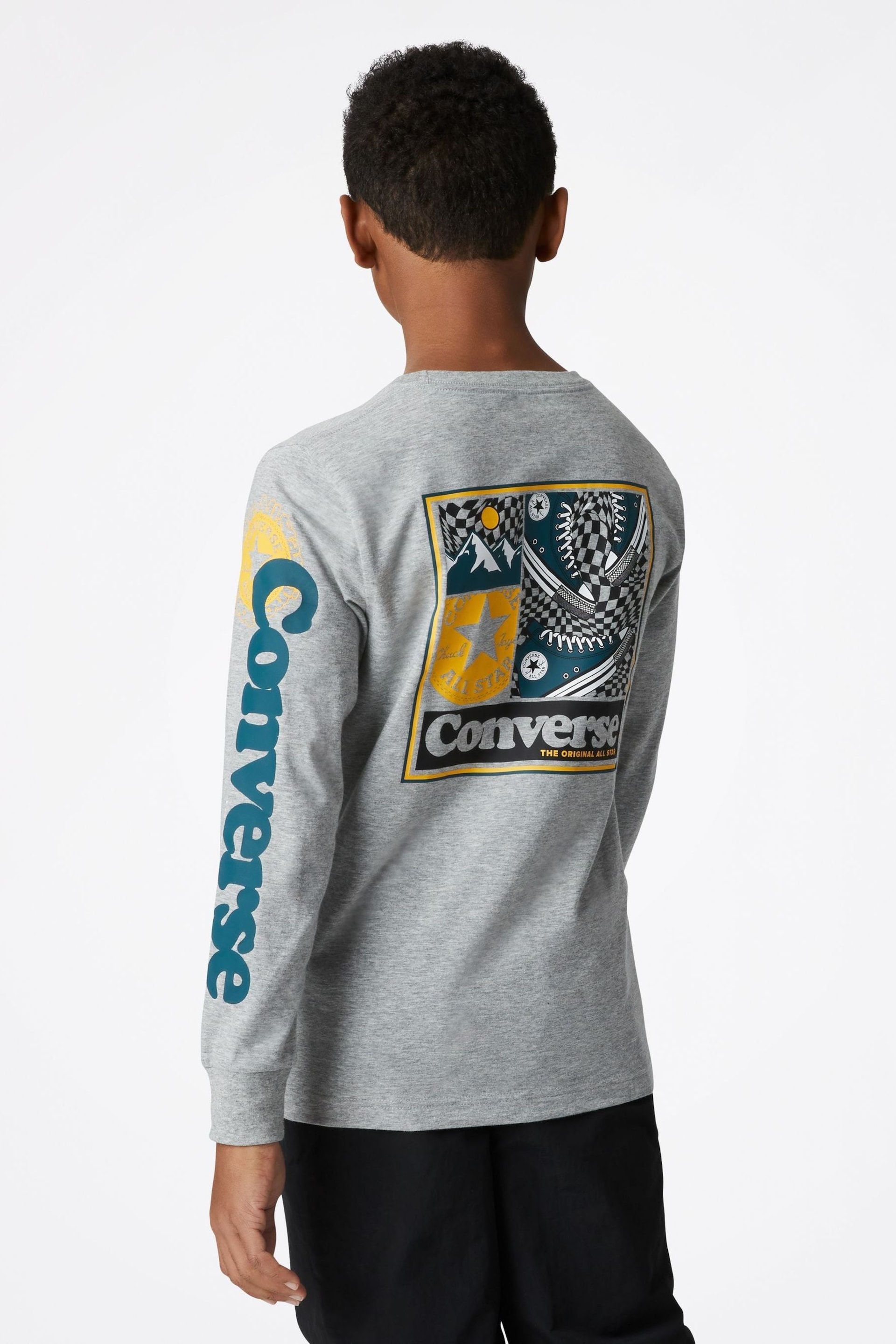Converse Grey Graphic Little Kids Long Sleeve T-Shirt - Image 2 of 9