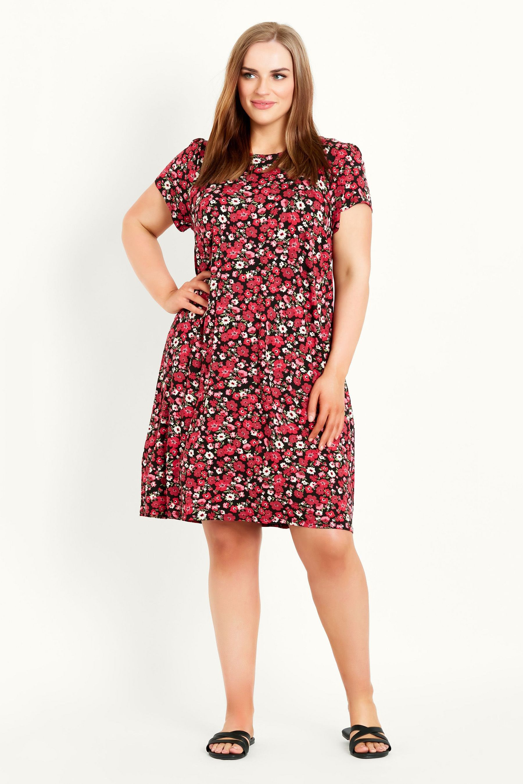 Buy Evans Red Floral Swing Dress from Next Luxembourg