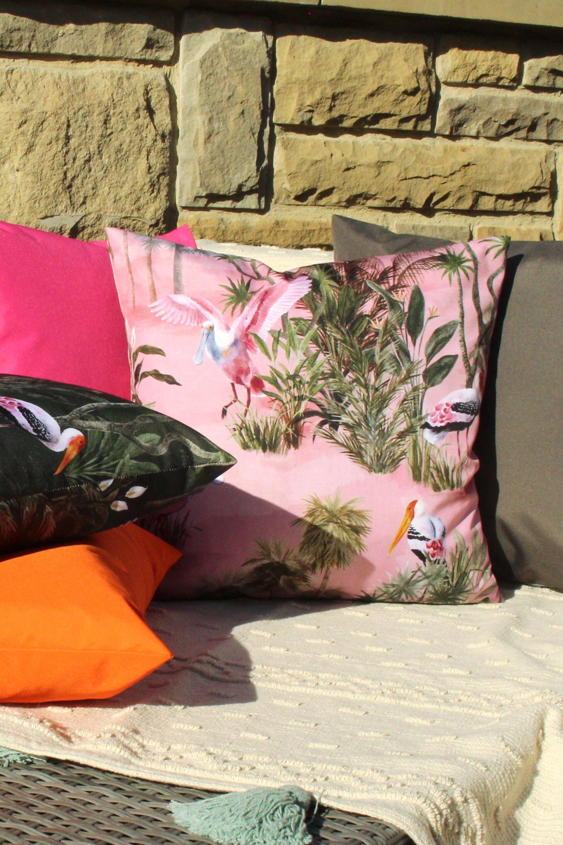 Riva Paoletti Blush Pink Platalea Outdoor Cushion - Image 1 of 5
