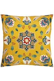 furn. Yellow Folk Flora 43 x 43 Outdoor Polyester Cushion - Image 2 of 5