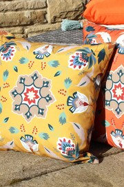 furn. Yellow Folk Flora 43 x 43 Outdoor Polyester Cushion - Image 4 of 5