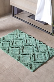 Yard Green Diamond Tufted 100% Cotton Anti-Slip Bath Mat - Image 1 of 3