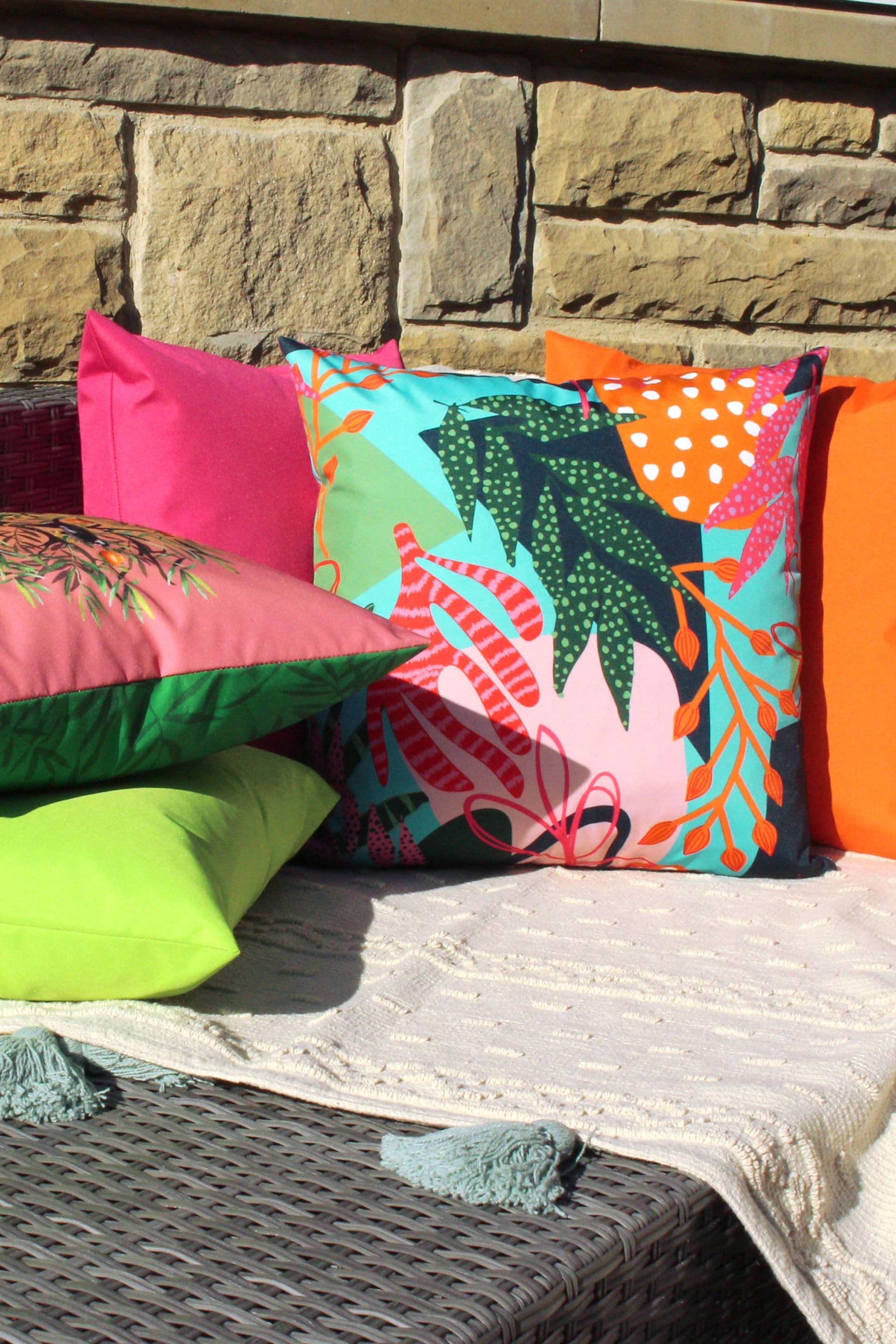 furn. Pink Coralina Outdoor Polyester Cushion - Image 1 of 6