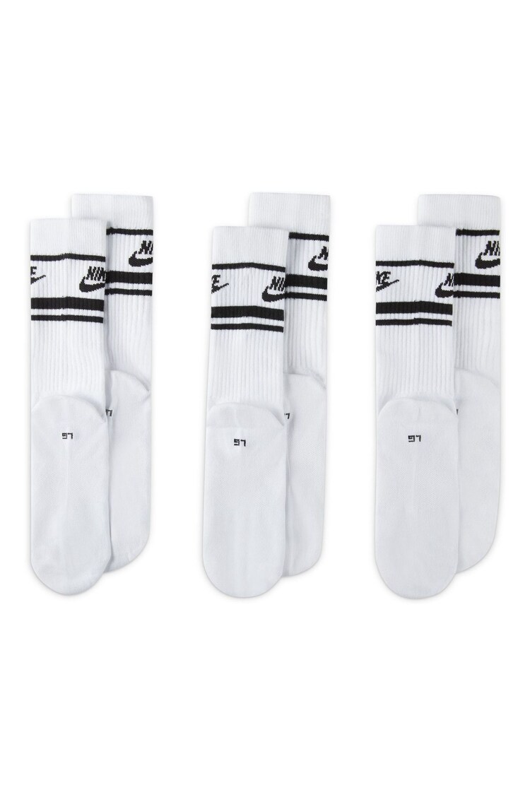 Nike White Sportswear Everyday Essential White Crew Socks 3 Pack - Image 3 of 4