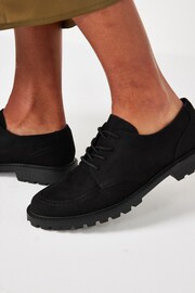 Black Microsuede Forever Comfort Cleated Chunky Lace Up Shoes - Image 2 of 6