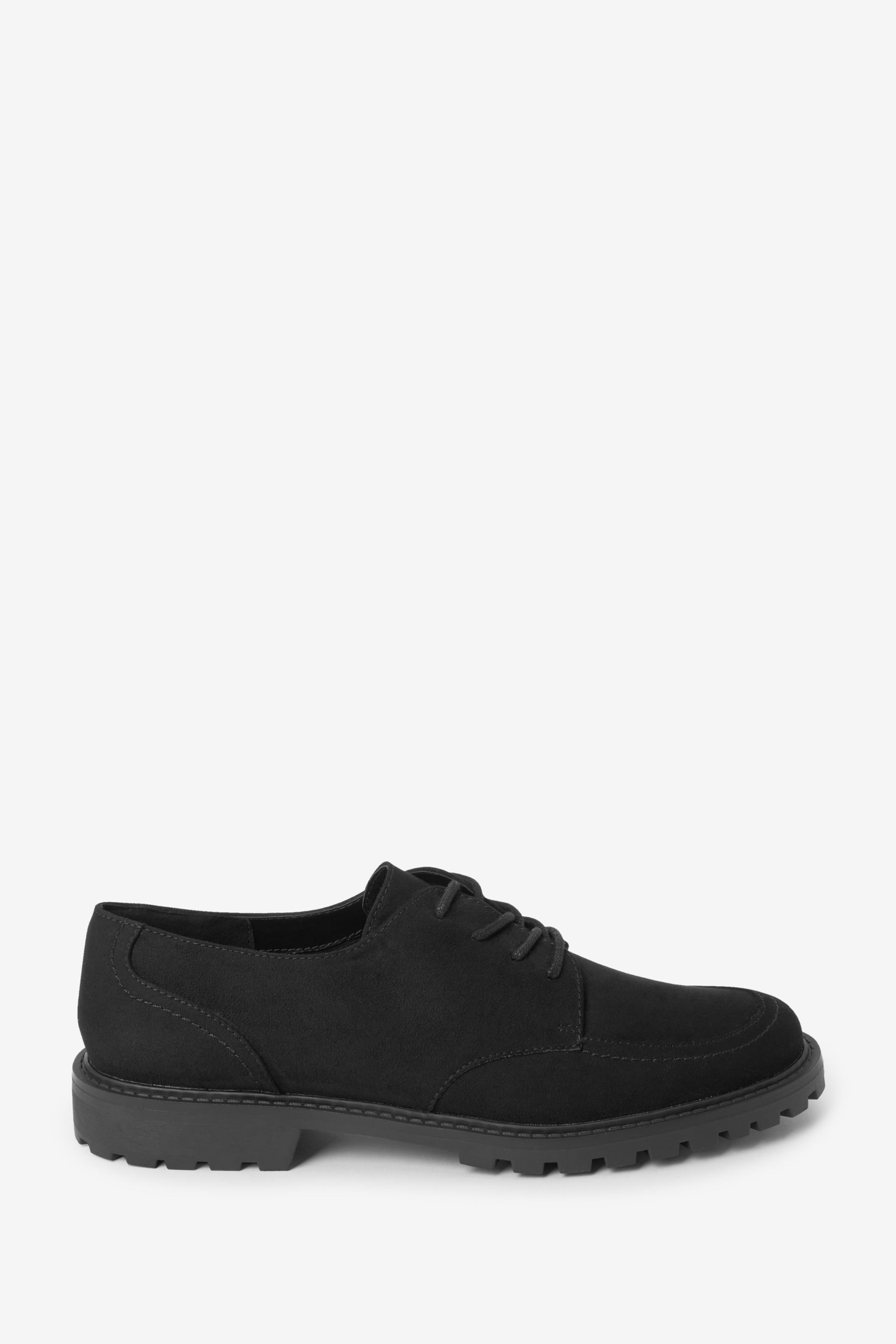 Black Microsuede Forever Comfort Cleated Chunky Lace Up Shoes - Image 3 of 6