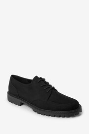 Black Microsuede Forever Comfort Cleated Chunky Lace Up Shoes - Image 4 of 6