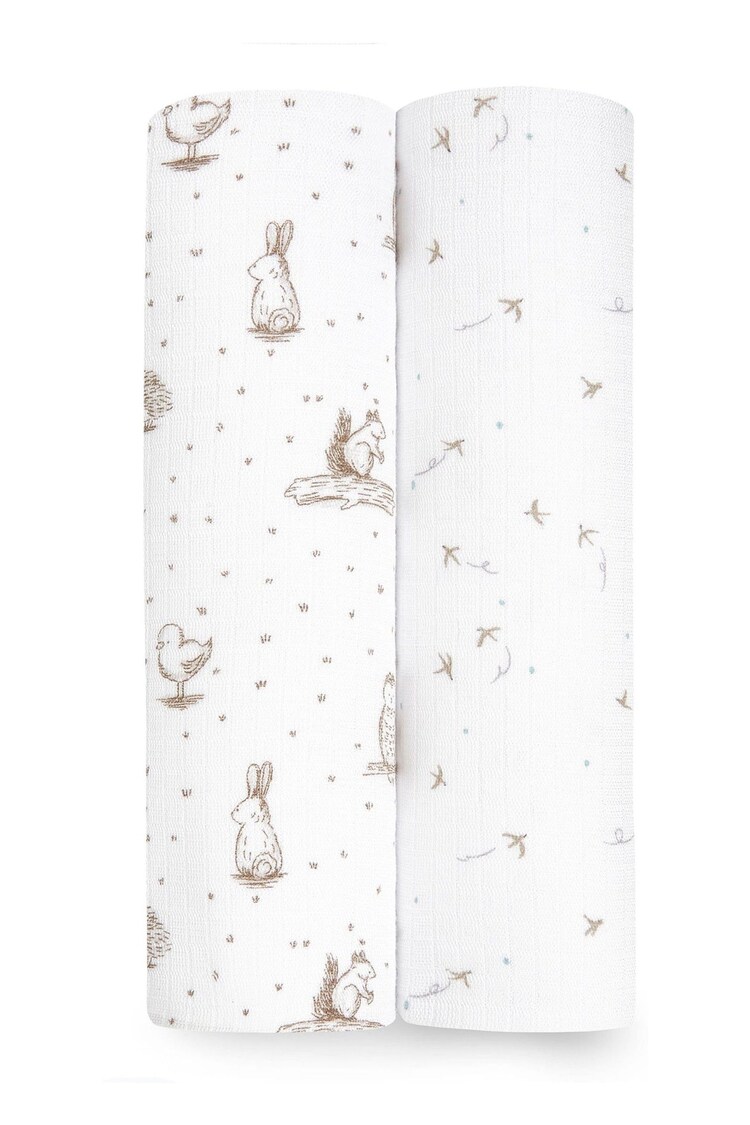 aden + anais White Essentials Silky Soft Muslin Blankets 2 Pack Healing Nature - Image 1 of 7