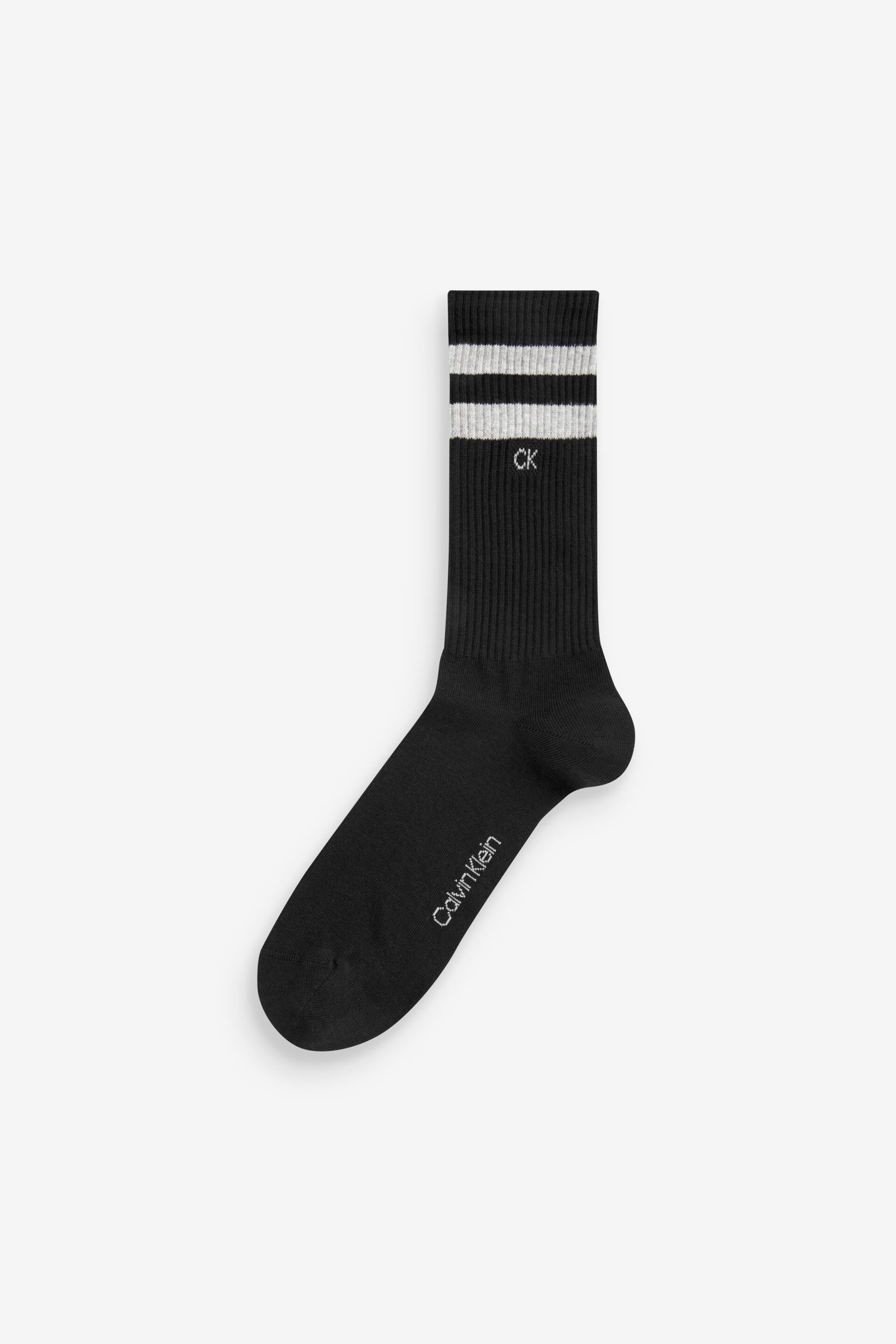 Calvin Klein Black Mens Stripe Socks 2 Pack - Image 2 of 3