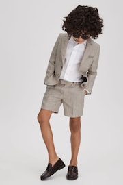 Reiss Oatmeal Auto Junior Single Breasted Textured Linen Blazer - Image 1 of 4