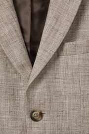 Reiss Oatmeal Auto Junior Single Breasted Textured Linen Blazer - Image 4 of 4
