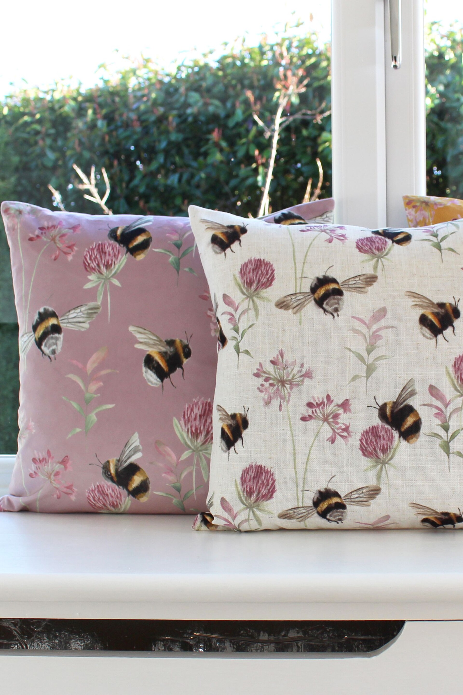 Evans Lichfield Heather Purple Country Bee Garden Velvet Cushion - Image 1 of 5