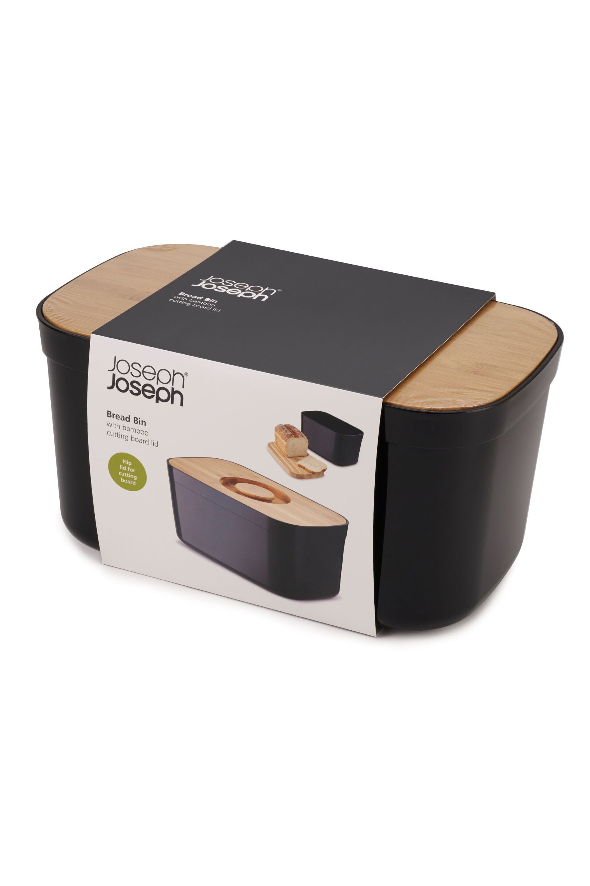 Joseph Joseph Black Bread Bin With Cutting Board Lid - Image 2 of 4