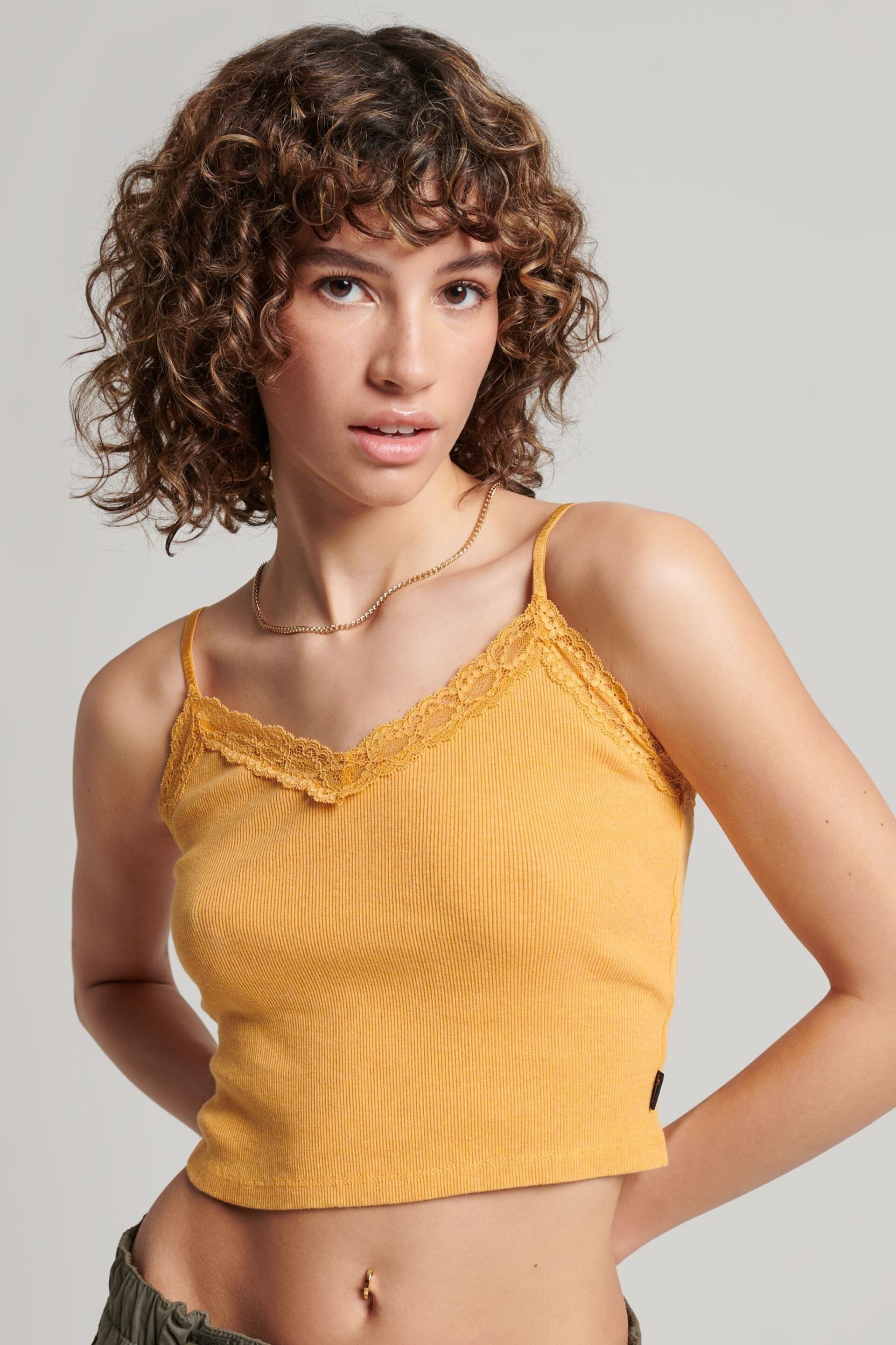 Superdry Yellow Relaxed Stripe Cami Top - Image 1 of 4