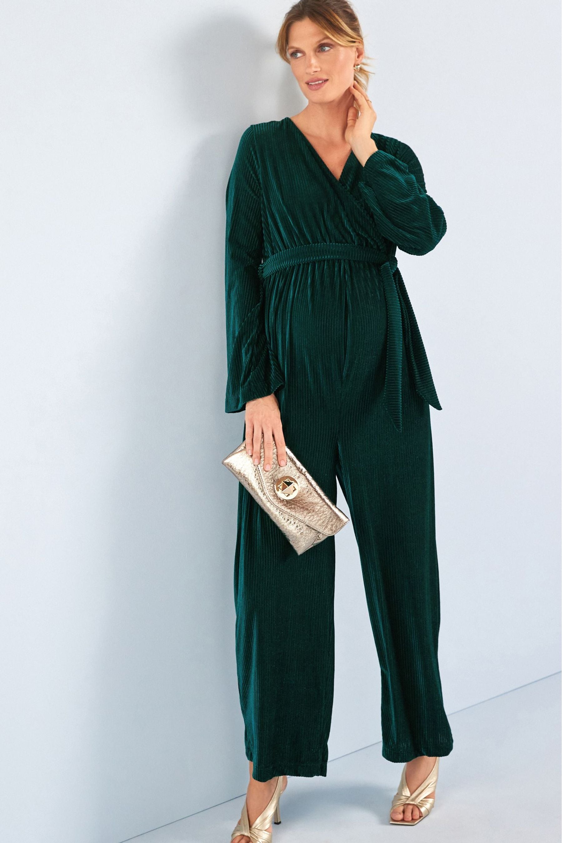 Green maternity jumpsuit cheap