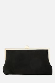 Accessorize Black Suedette Clip Frame Clutch Bag - Image 1 of 2