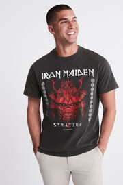 Iron Maiden Grey Acid Wash Regular Fit Band Cotton T-Shirt - Image 1 of 6