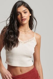 Superdry Cream Relaxed Stripe Cami Top - Image 1 of 5