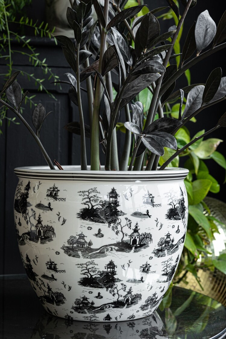 Rockett St George Black/White Willow Toile Large Planter - Image 5 of 5