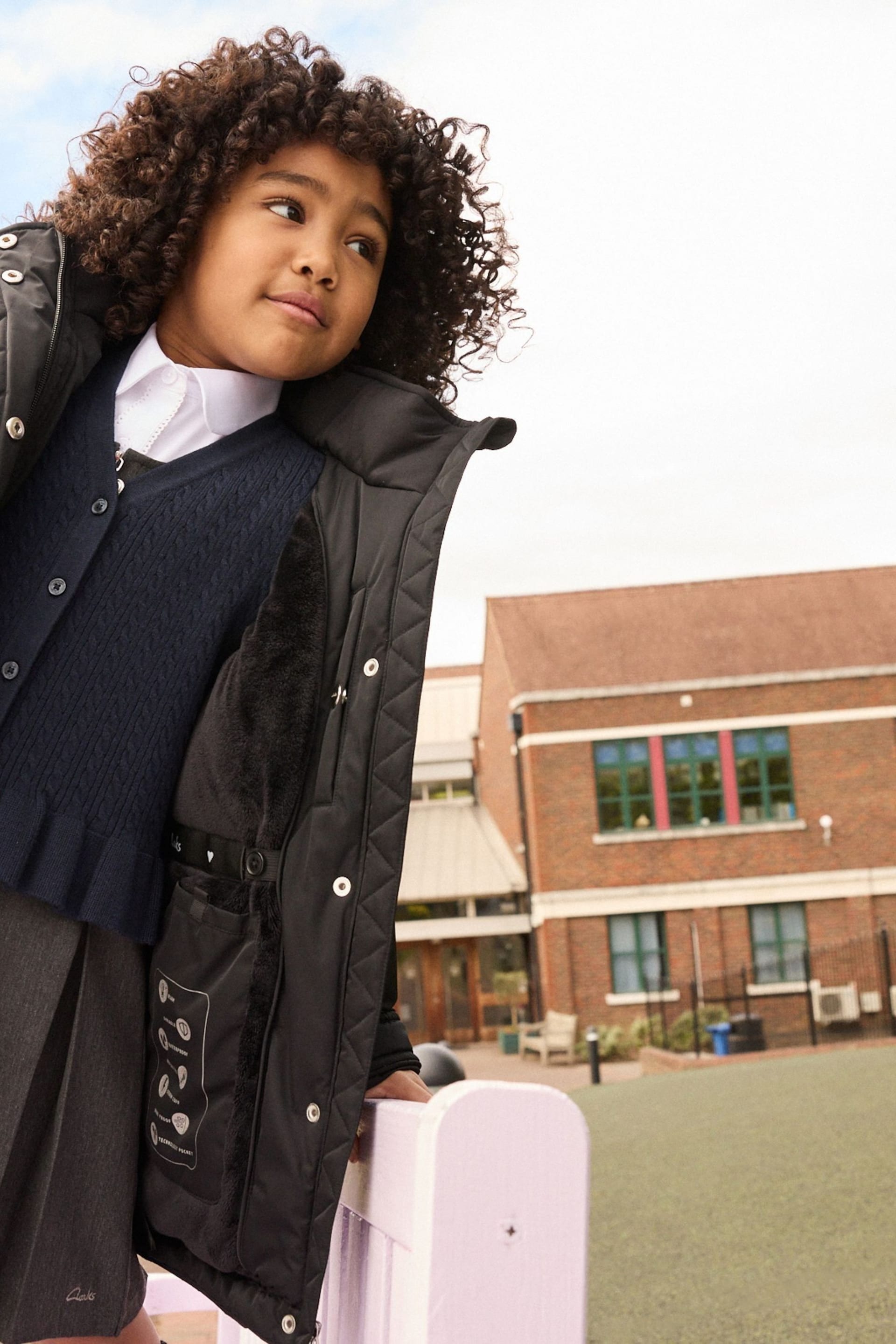 Clarks Black Waterproof Girls Parka Coat - Image 2 of 15