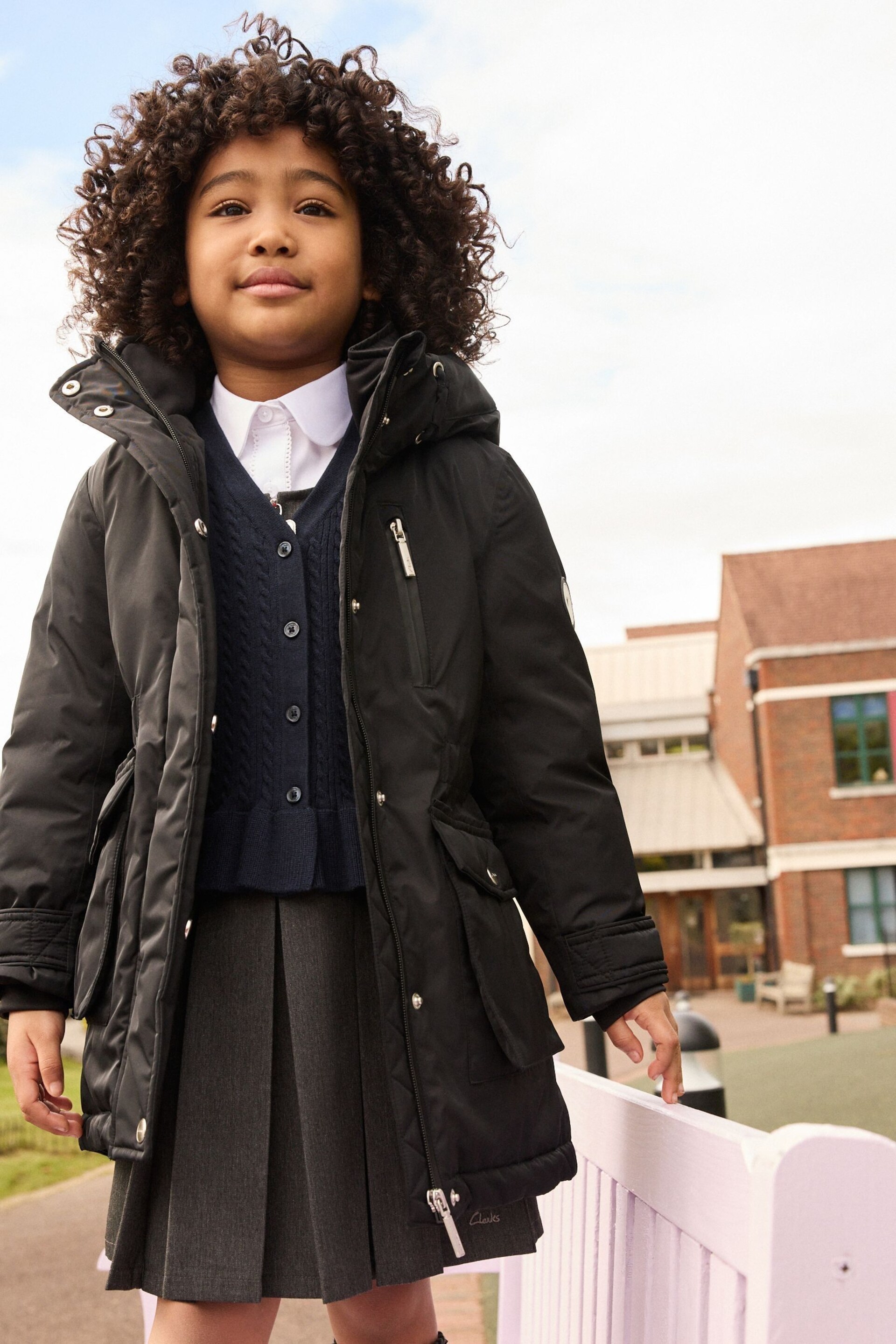 Clarks Black Waterproof Girls Parka Coat - Image 4 of 15