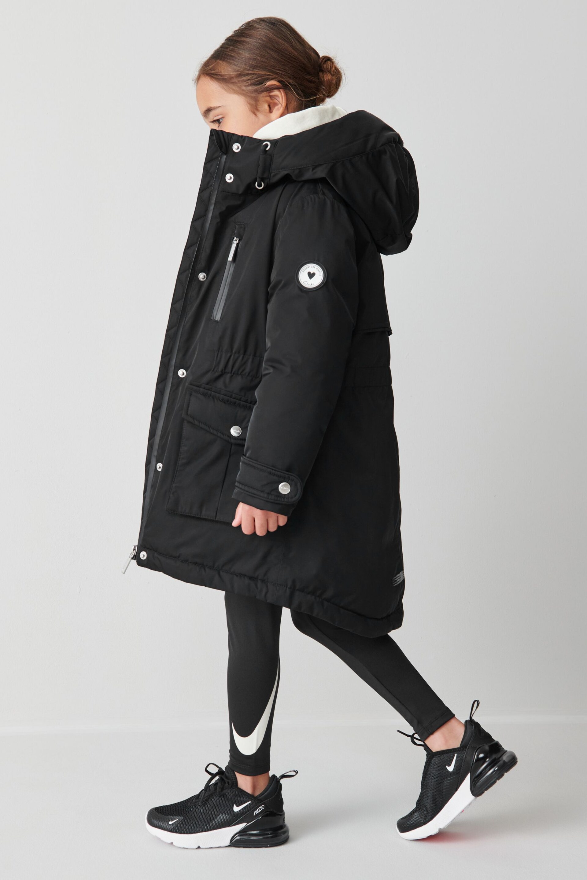 Clarks Black Waterproof Girls Parka Coat - Image 7 of 15