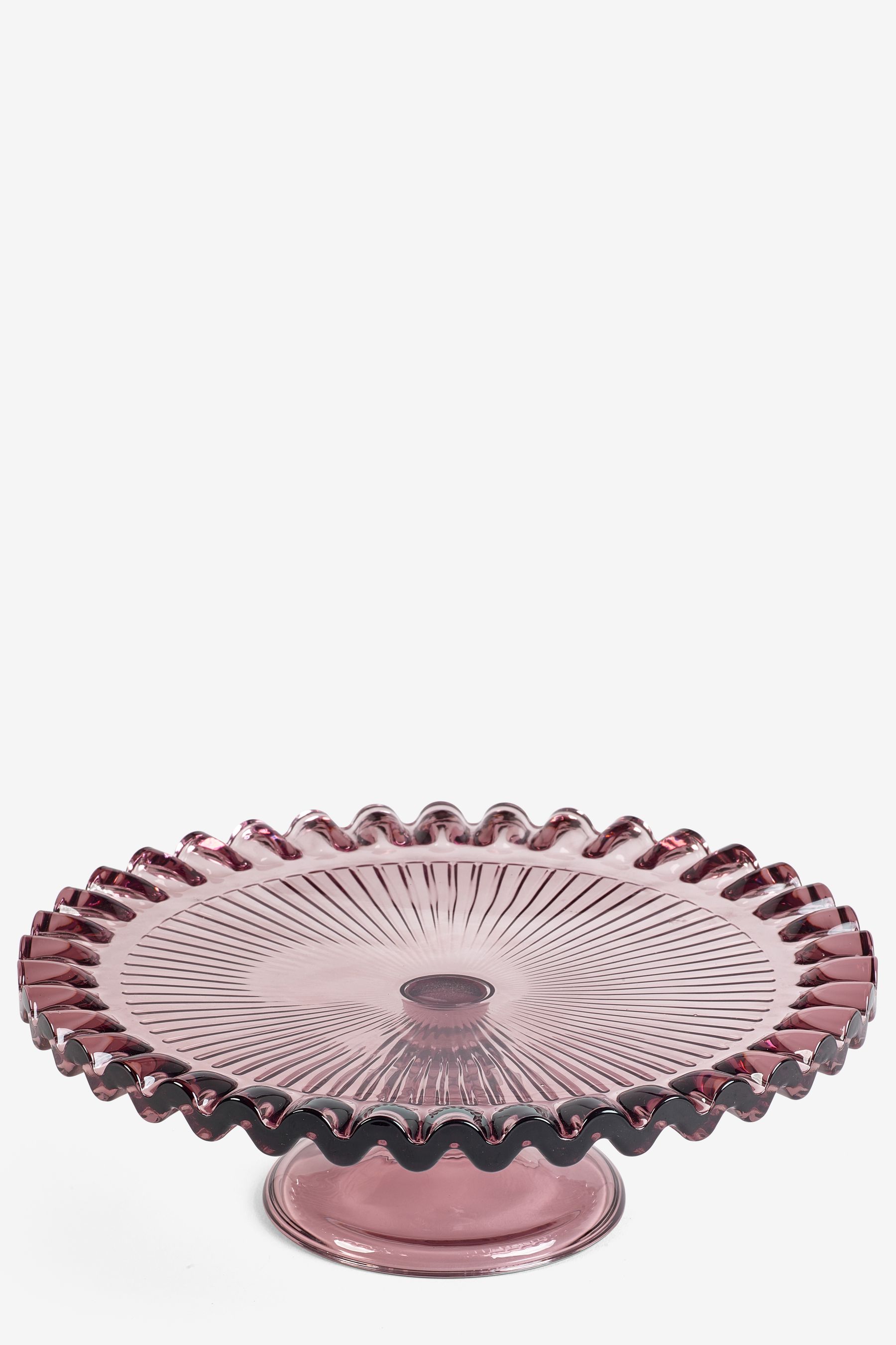 Rockett St George Pink Vintage Inspired Glass Cake Stand