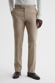 Reiss Oatmeal Wish Slim Fit Wool Blend Trousers - Image 1 of 4