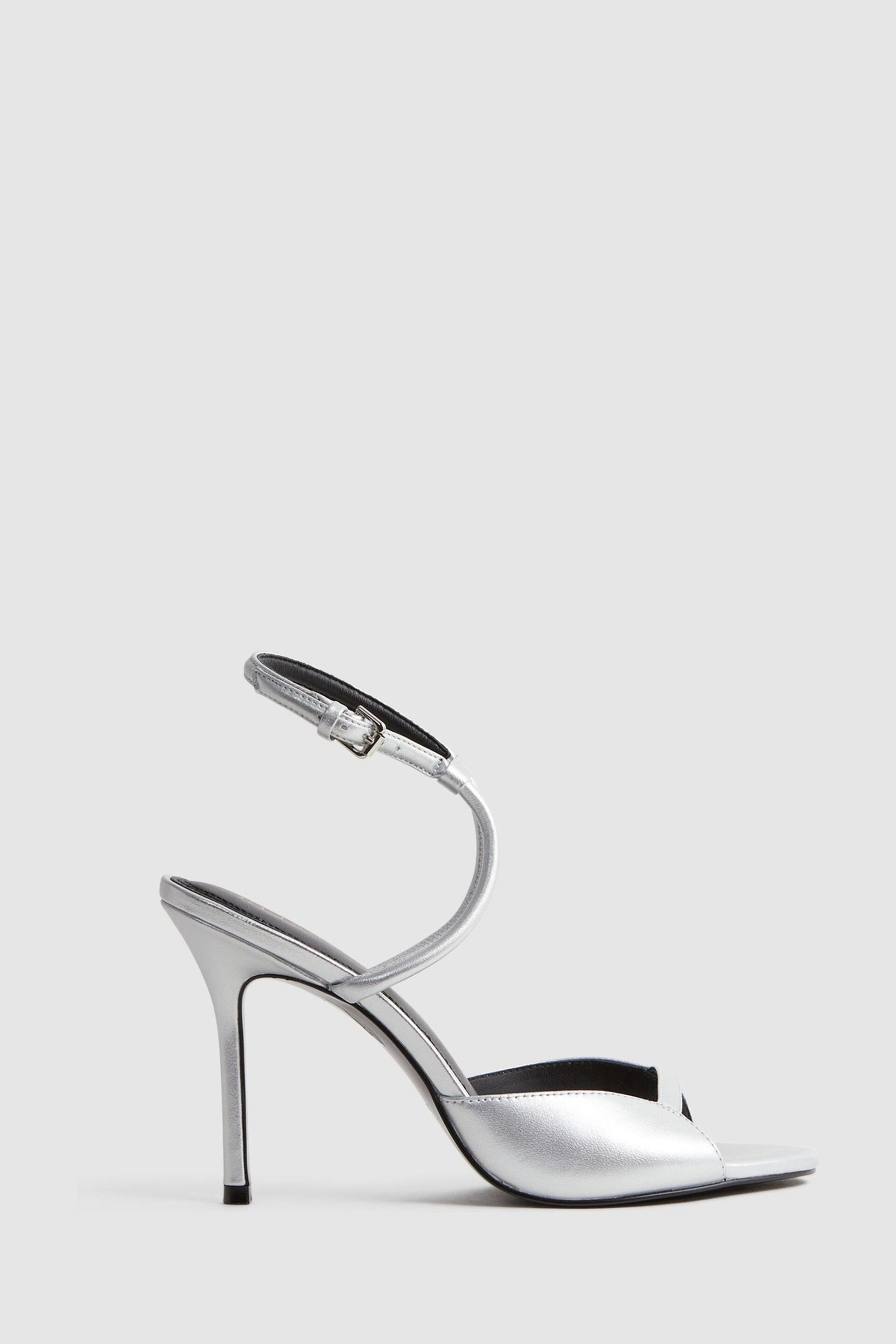 Reiss Silver Harper Leather Strappy Heels - Image 1 of 5