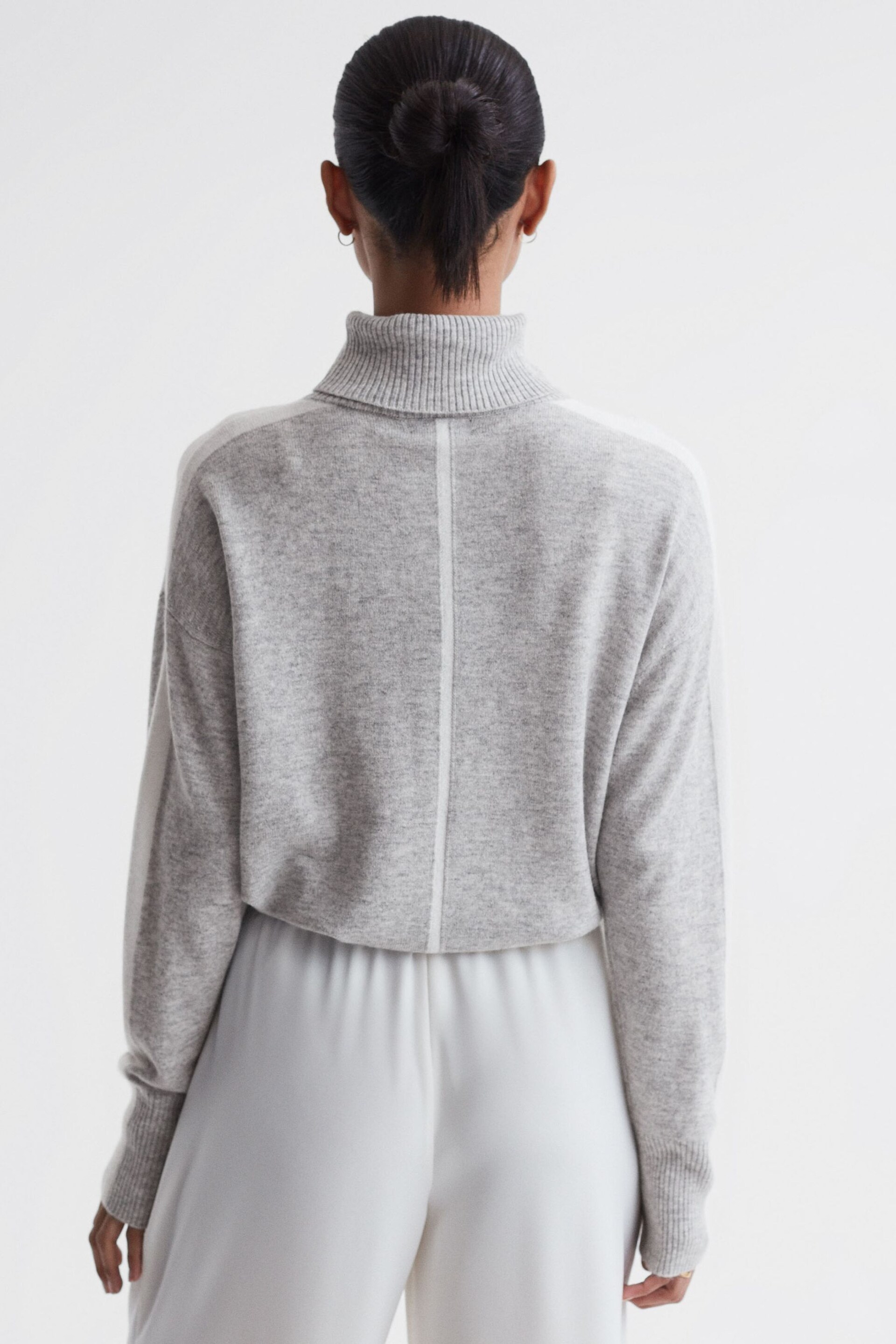 Reiss Grey/White Alexis Wool Blend Roll Neck Jumper - Image 5 of 5
