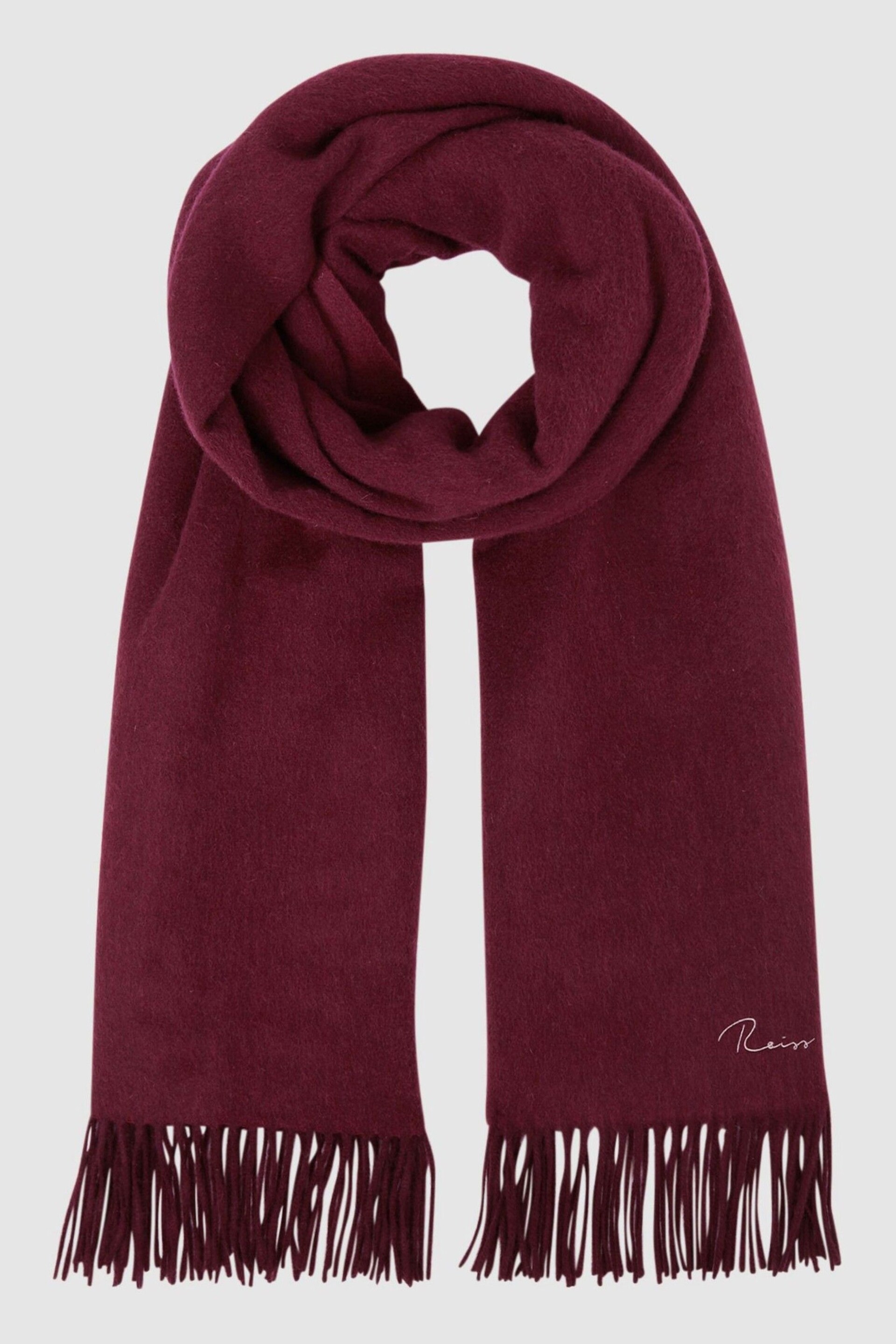 Reiss Bordeaux Picton Wool-Cashmere Scarf - Image 4 of 5