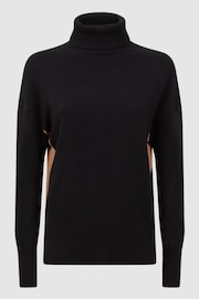 Reiss Black/Camel Alexis Wool Blend Roll Neck Jumper - Image 2 of 5