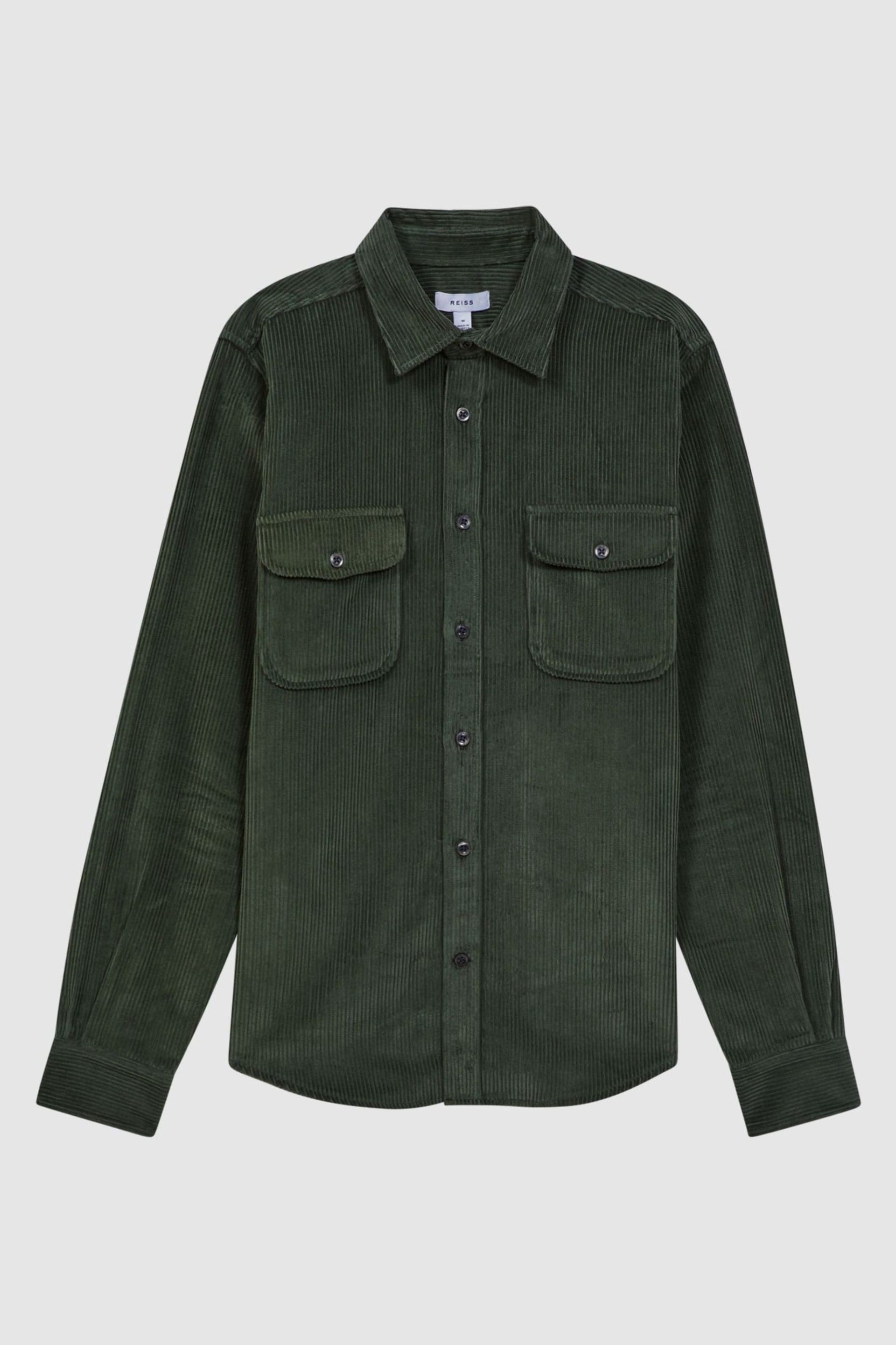Reiss Ivy Green Bonucci Corduroy Twin Pocket Overshirt - Image 2 of 4